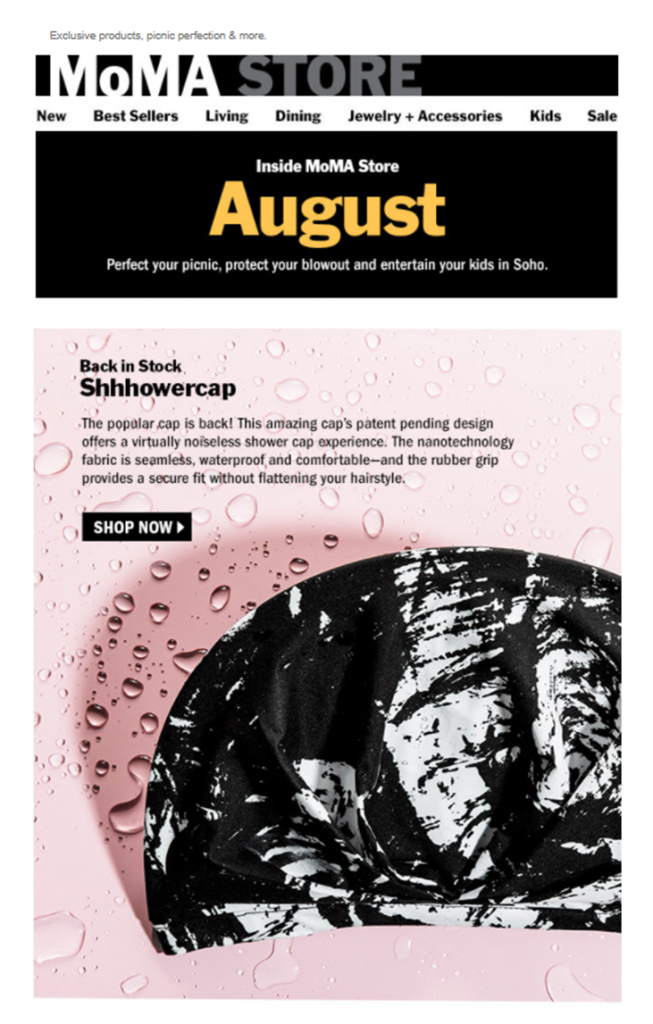 Personalized email campaign from MoMa