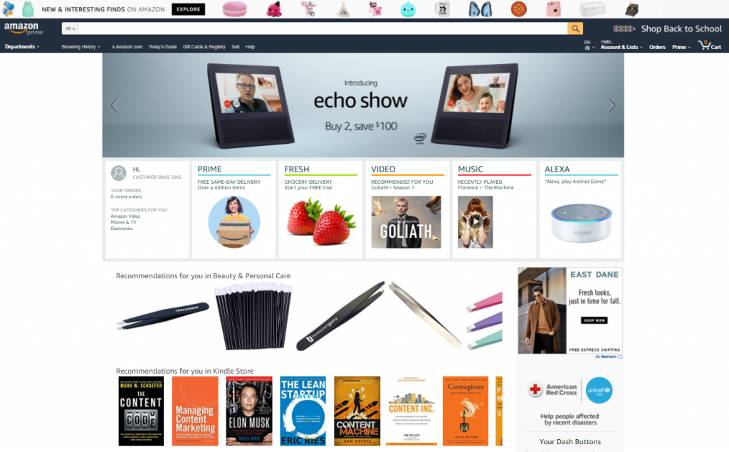 Amazon for Signed In Visitors
