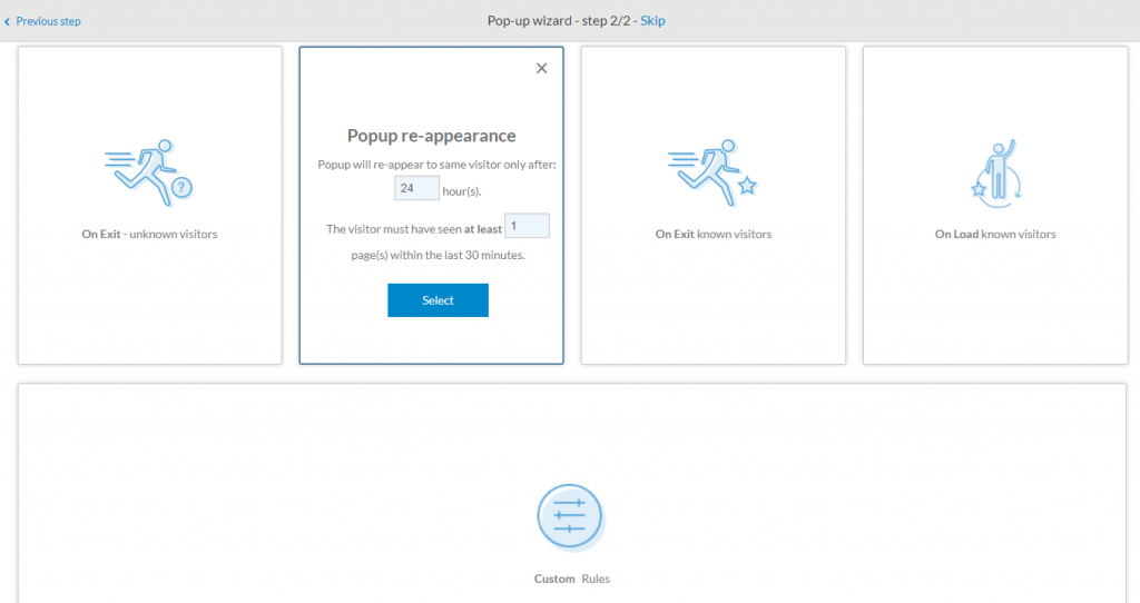 Dynamic pop-up conditions