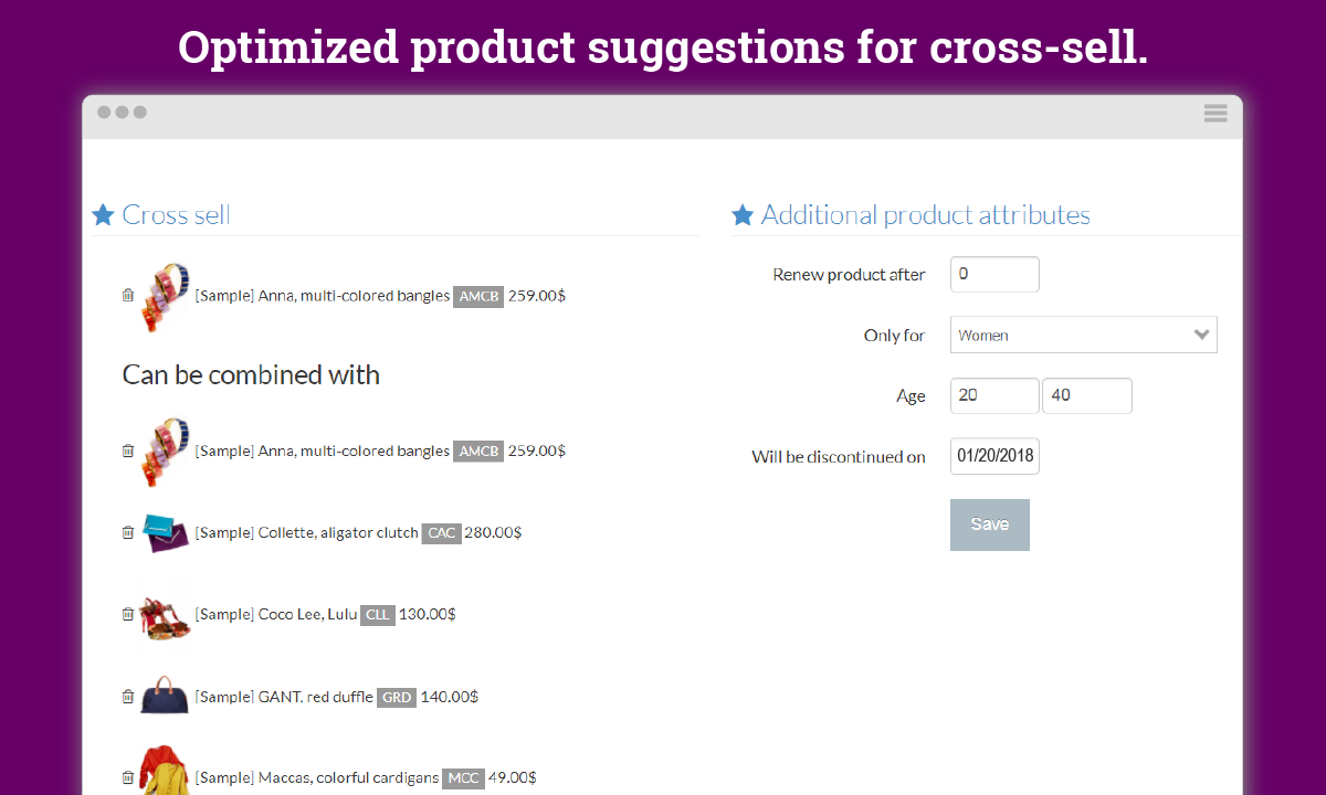 Cross sell product recommendations