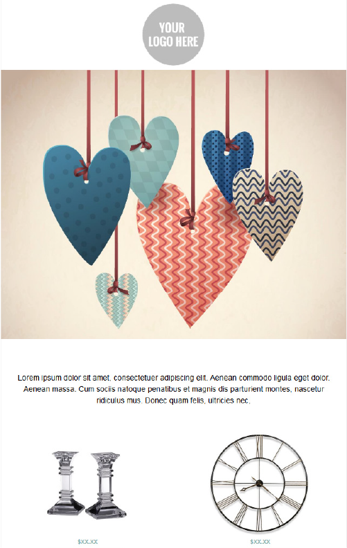Valentines Day Email Template - Hanging Hearts