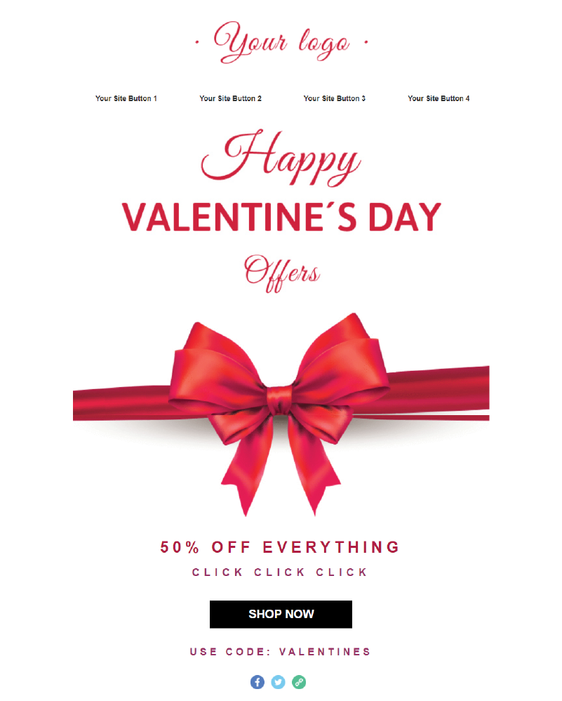 Valentines Day Email Template - Gift Bow