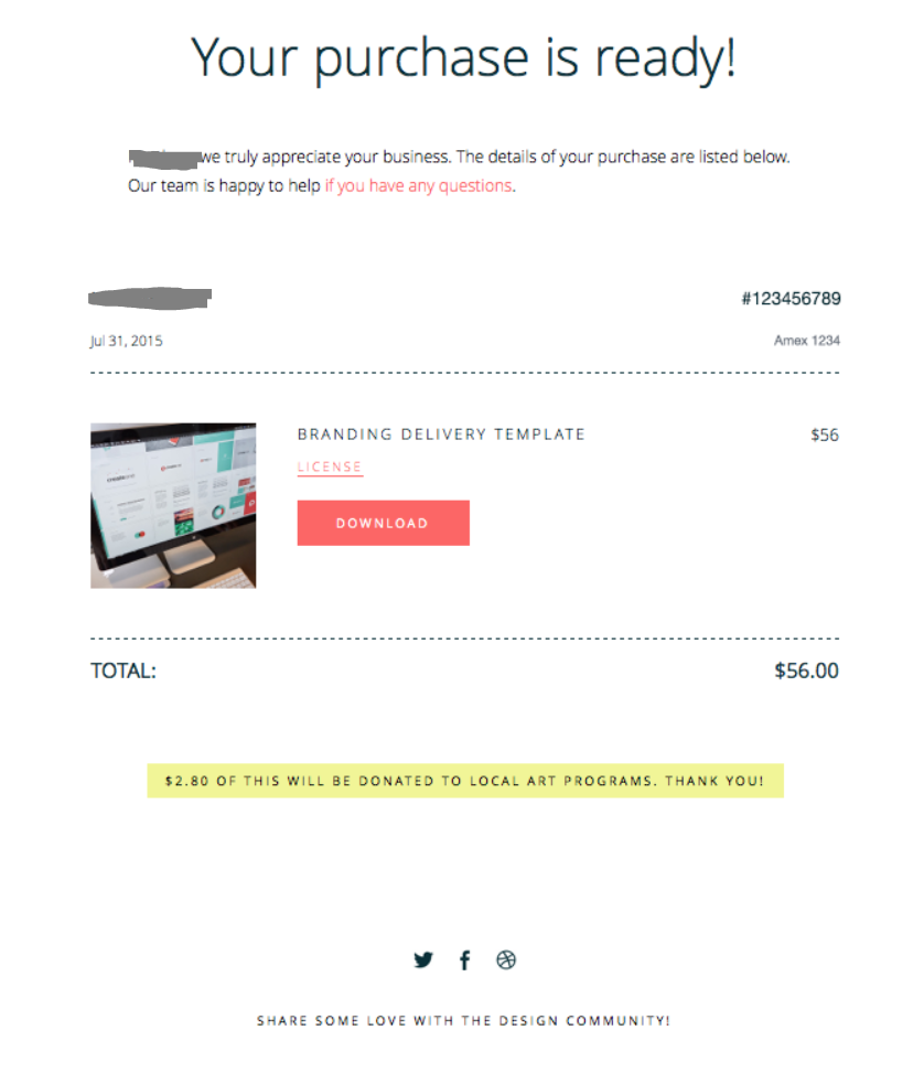 Post Purchase Confirmation Email