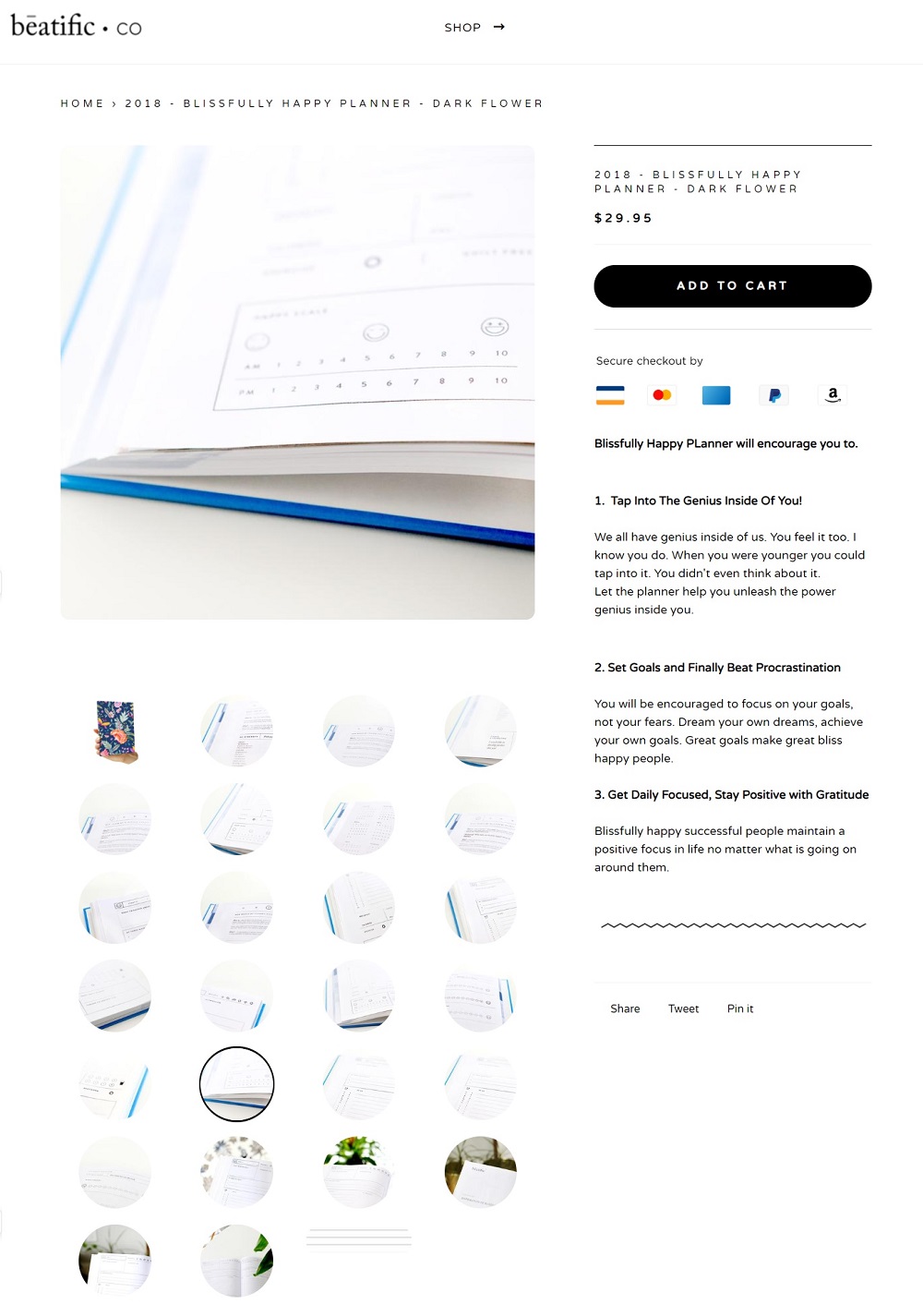 Best product pages: Beatific co.