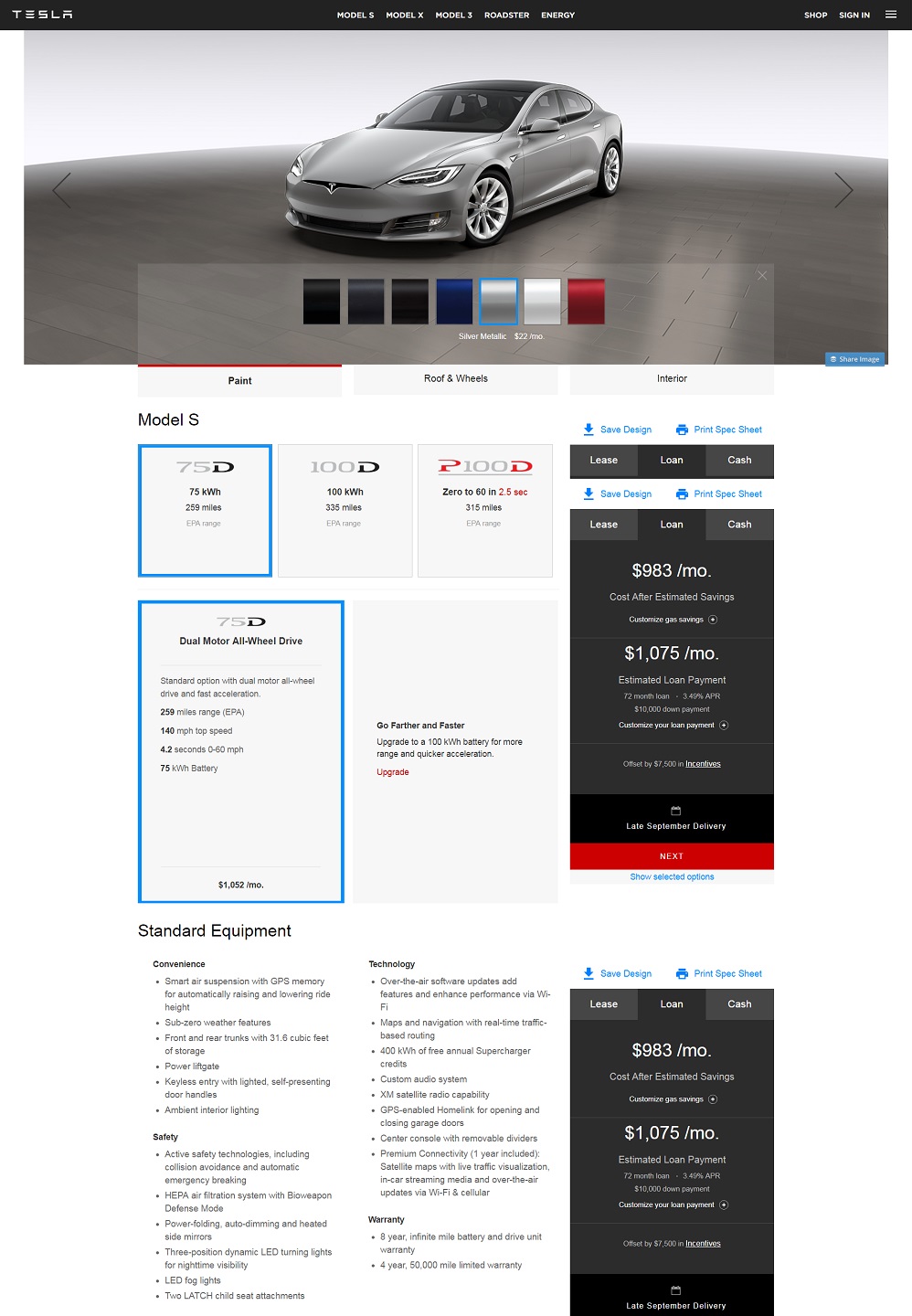 Best product pages: Tesla