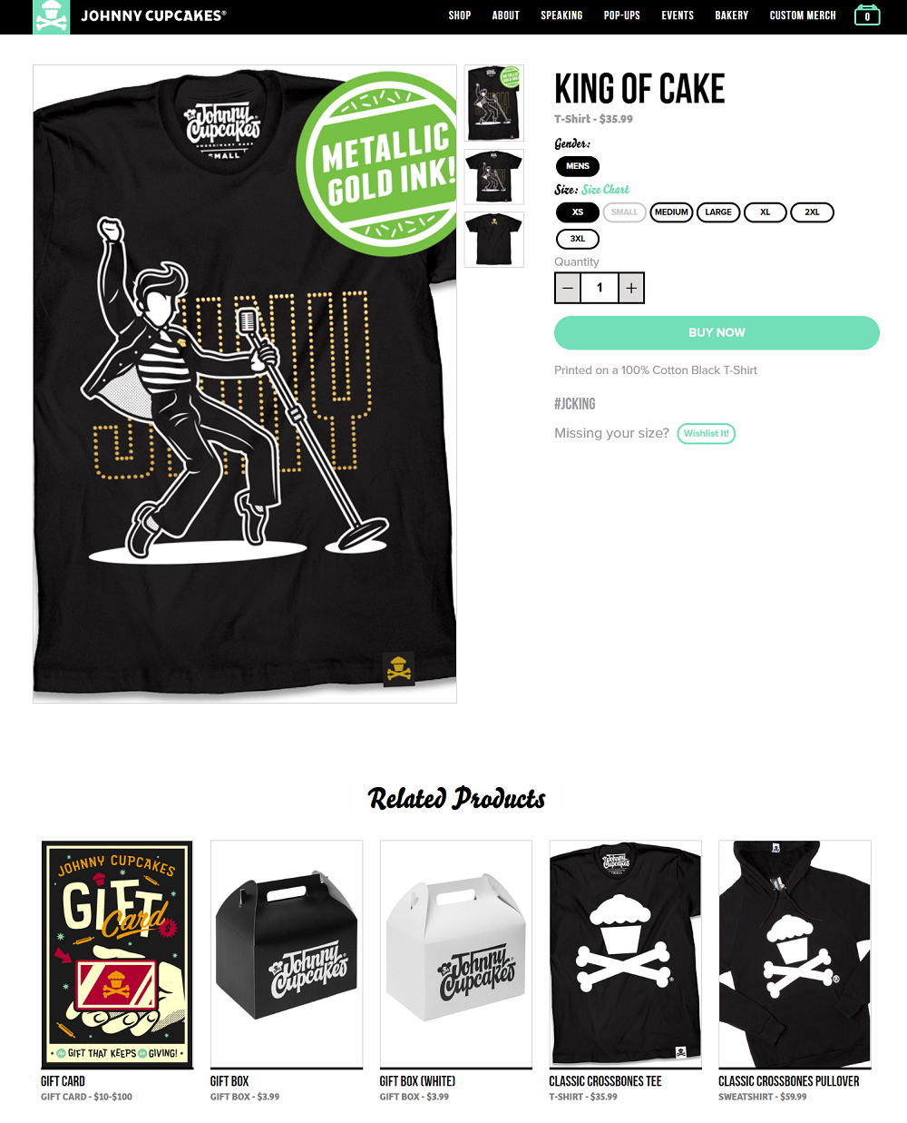 Best product pages: Johnny Cupcakes