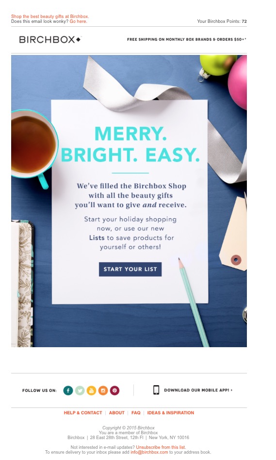 happy holiday email subject lines - gift ideas