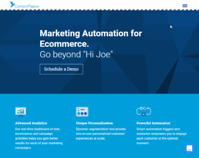 Example of scroll based pop-up in action.