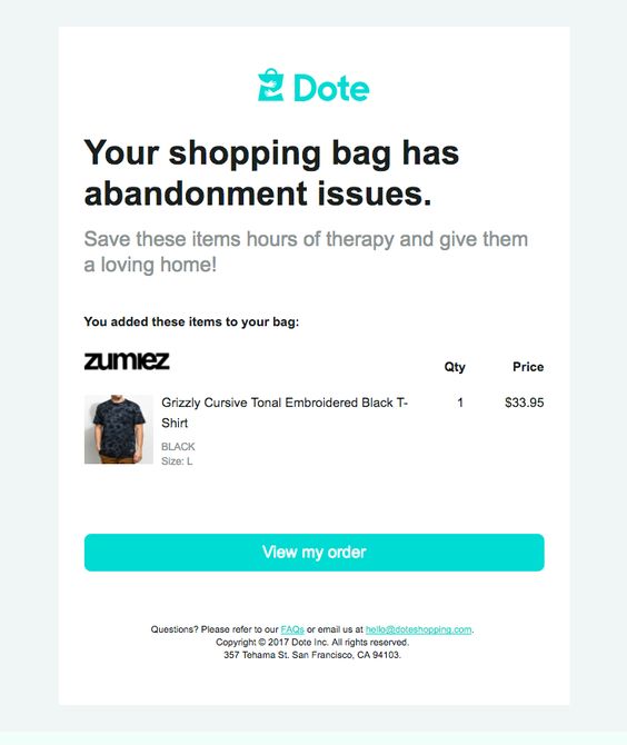 abandoned cart example