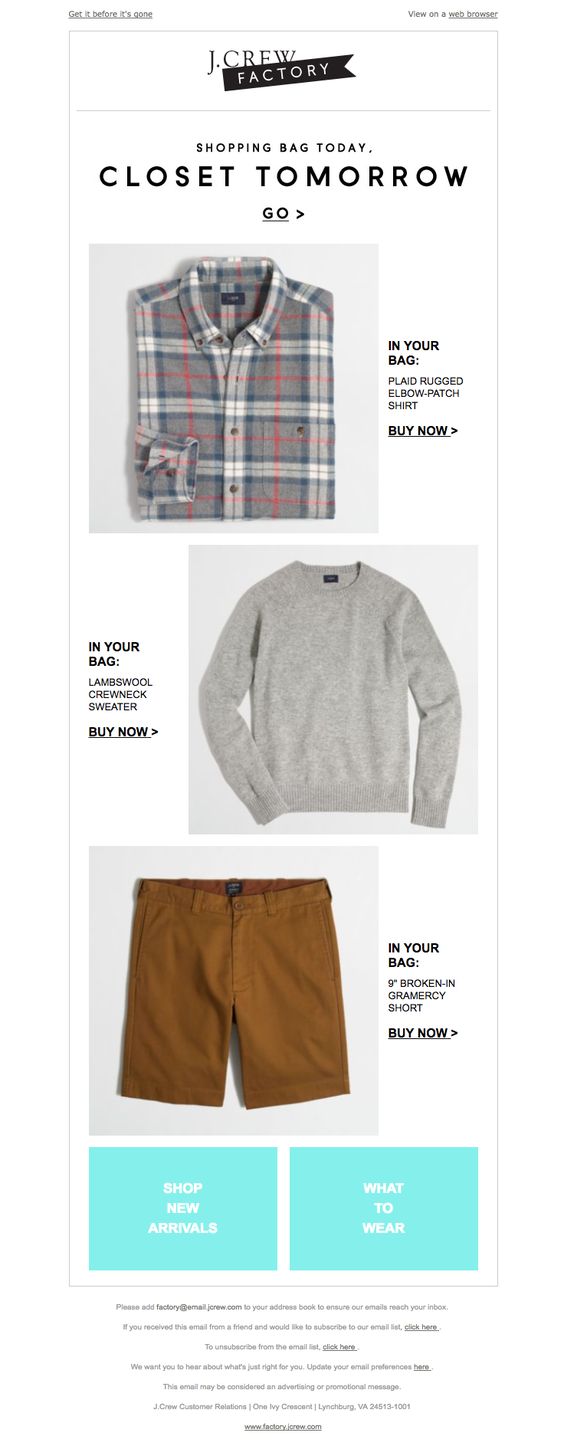 abandoned cart email examples
