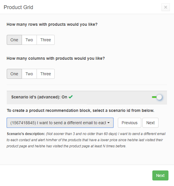 Price drop dynamic product scenario