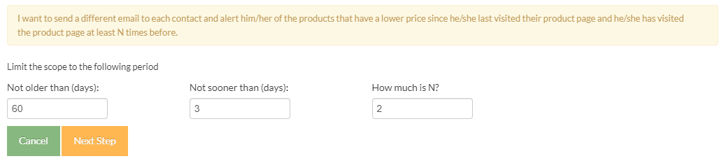 Price drop scenario definition