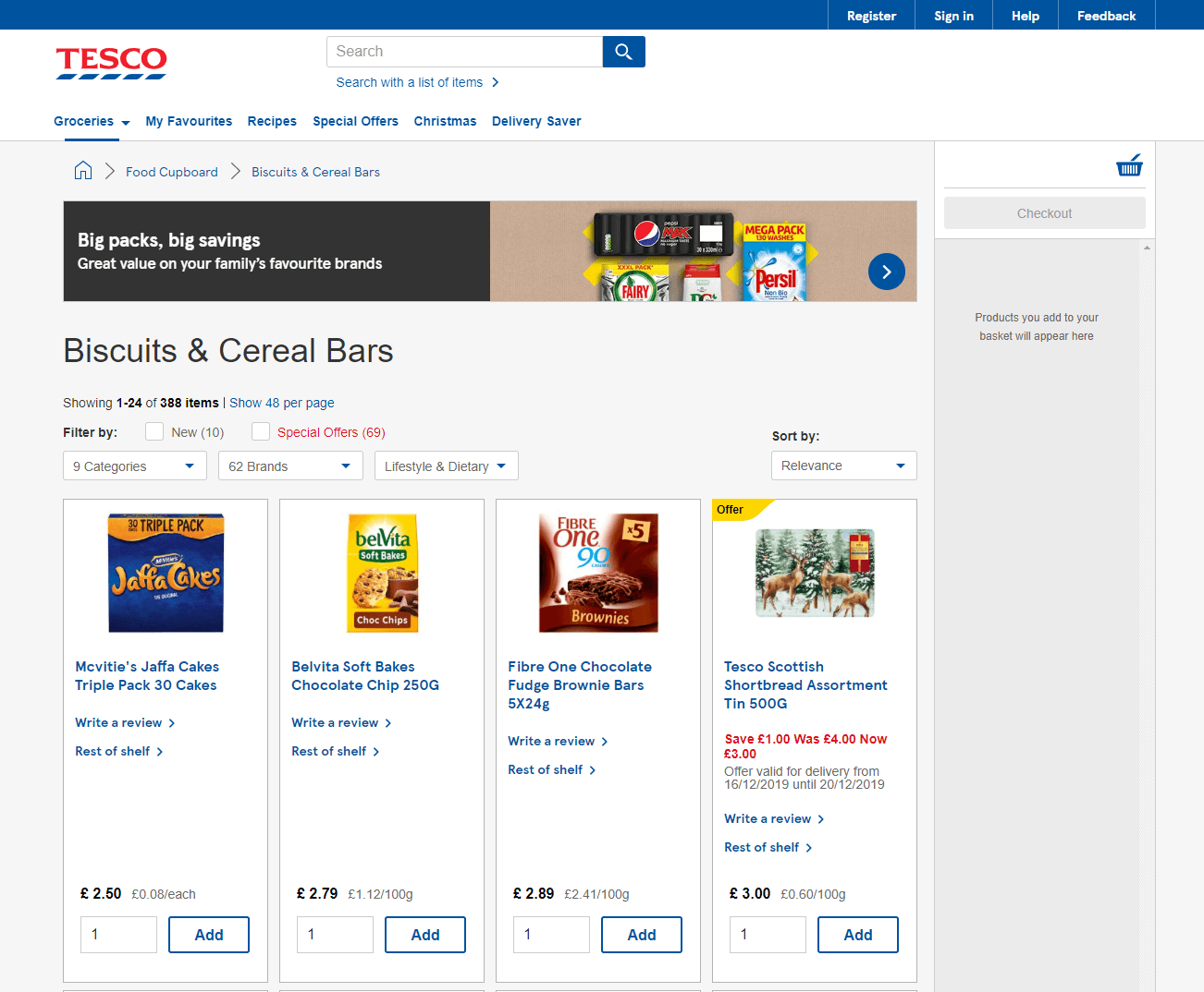 Tesco category page