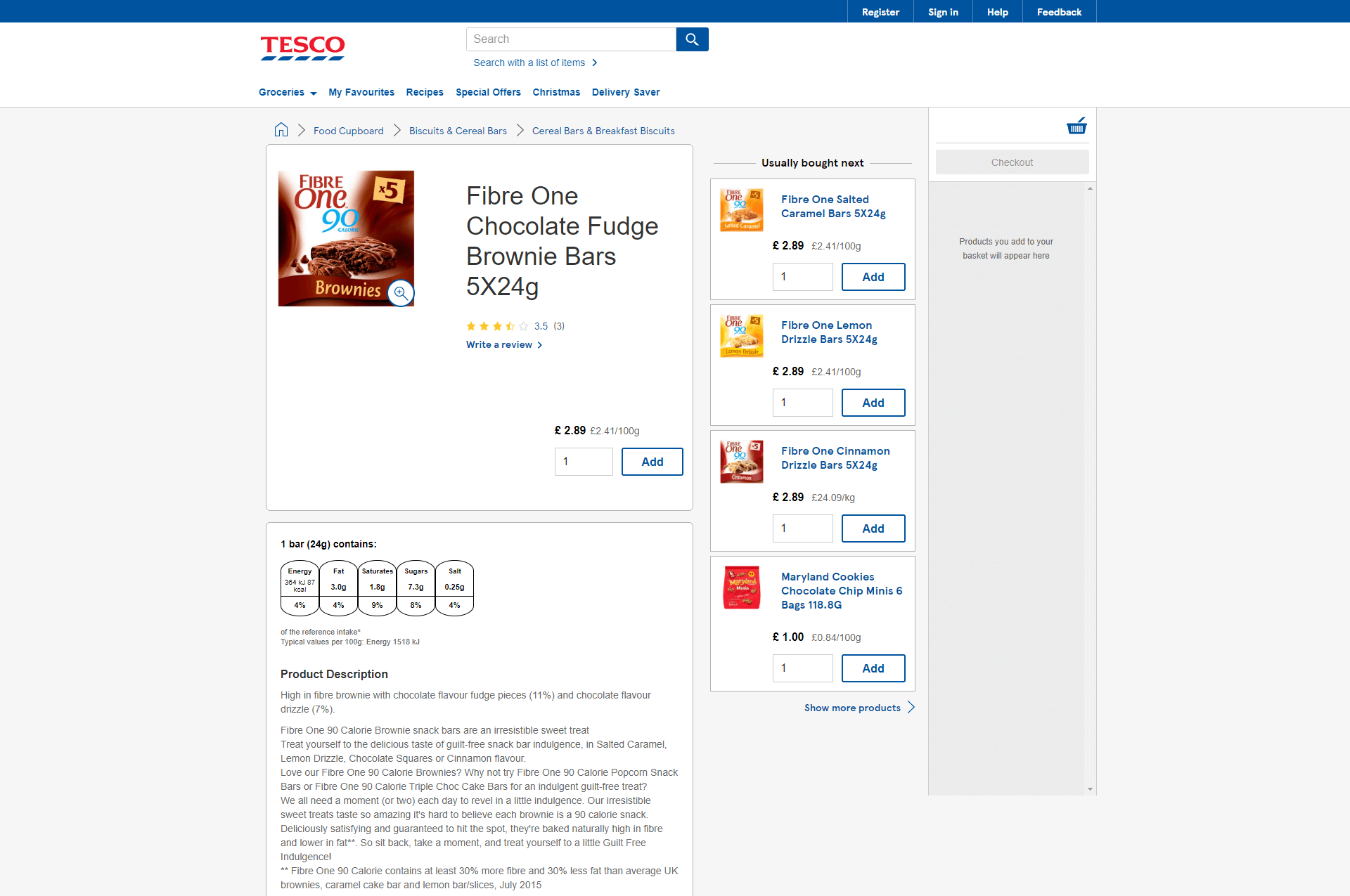 Tesco product page