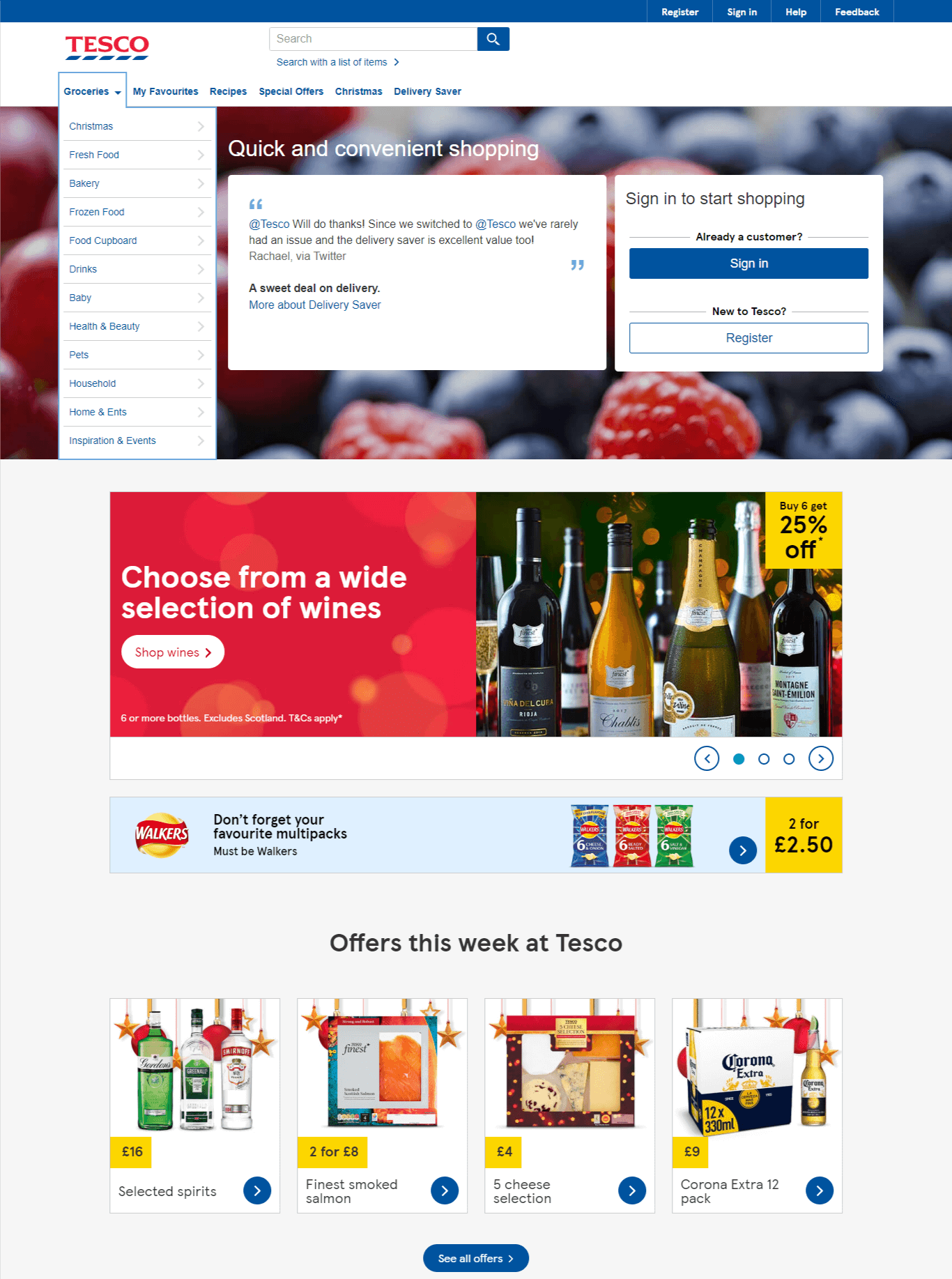Tesco Groceries Homepage