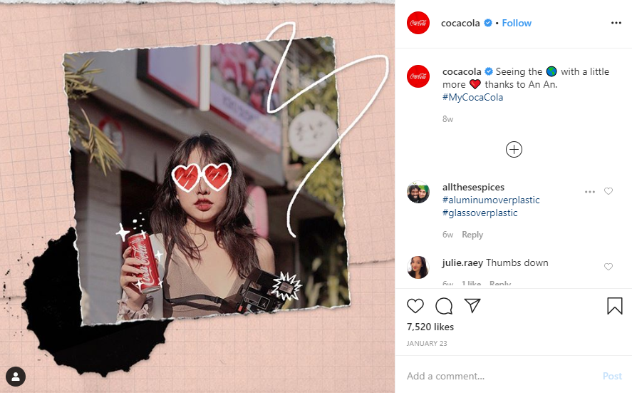 Coca cola Instagram post