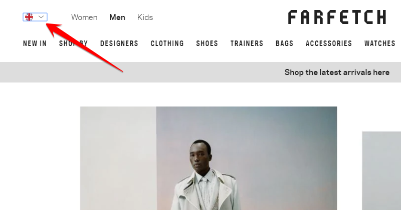 Option to switch to other country sites