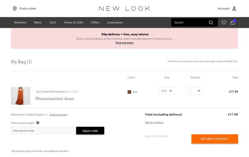 New Look's checkout process