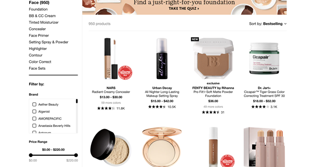 Sephora Category Page