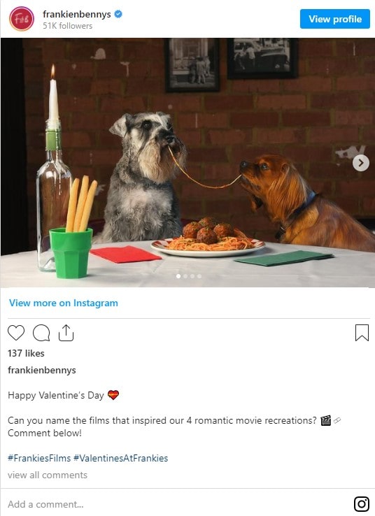 best valentine's day campaign Frankie and Benny example