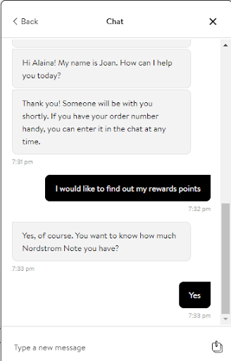 Nordstrom chatbot