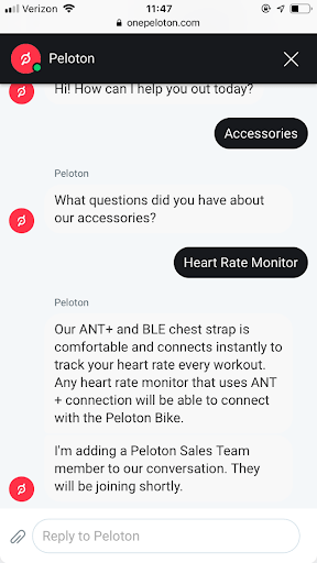 Peloton chatbot