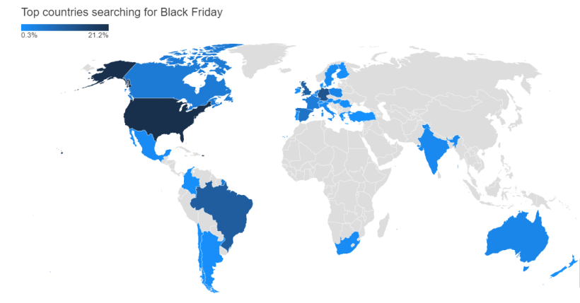 top countries search for black friday 