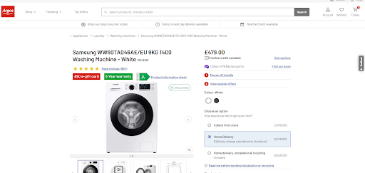 argos case study - product page