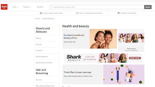 argos marketing strategy - category page