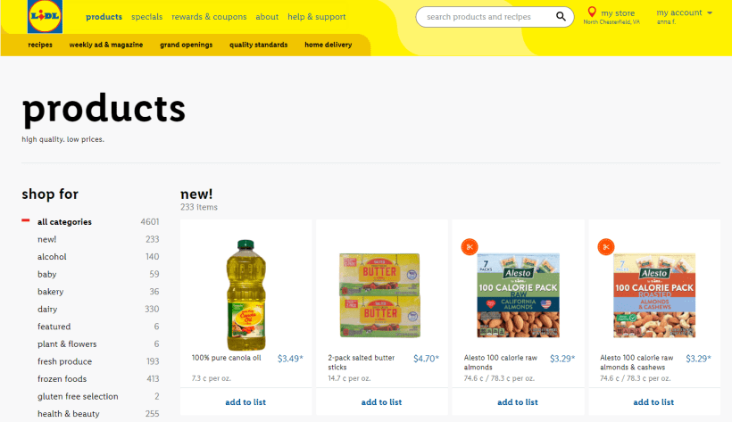 lidl category page