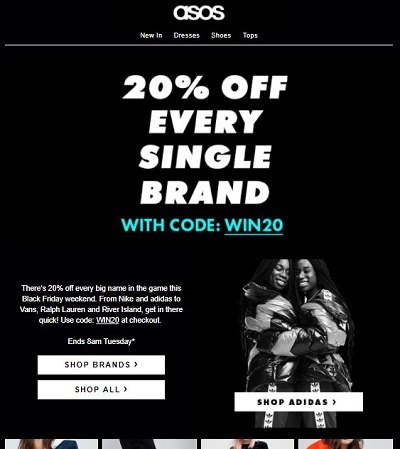Black Friday Email Example from Asos
