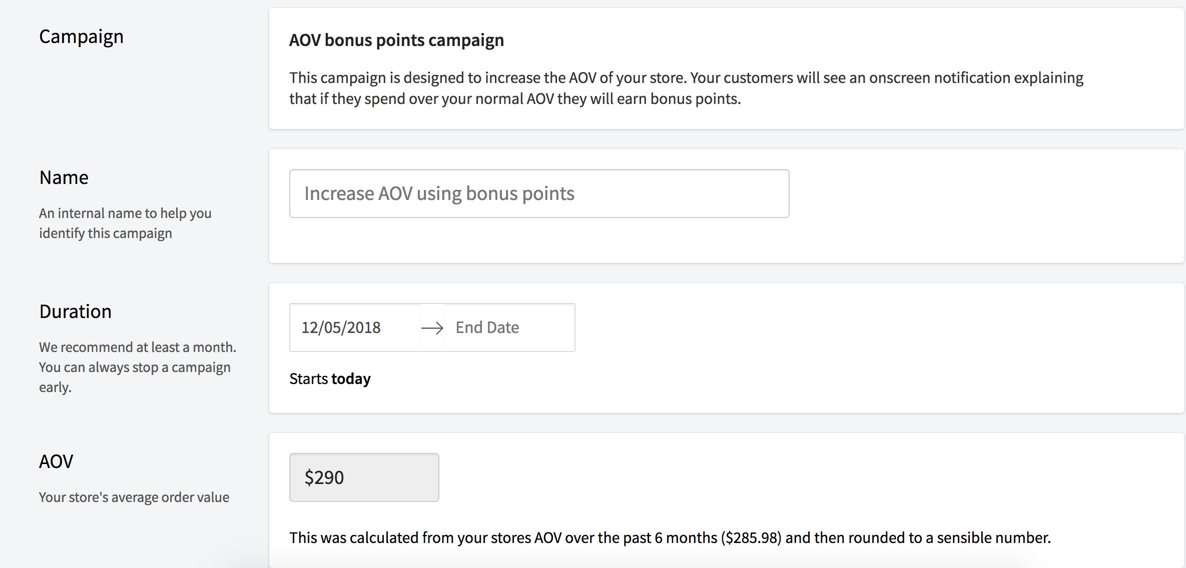 Customize the AOV incentive campaign.